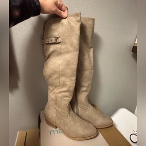 Taupe suede over the knee tall boots